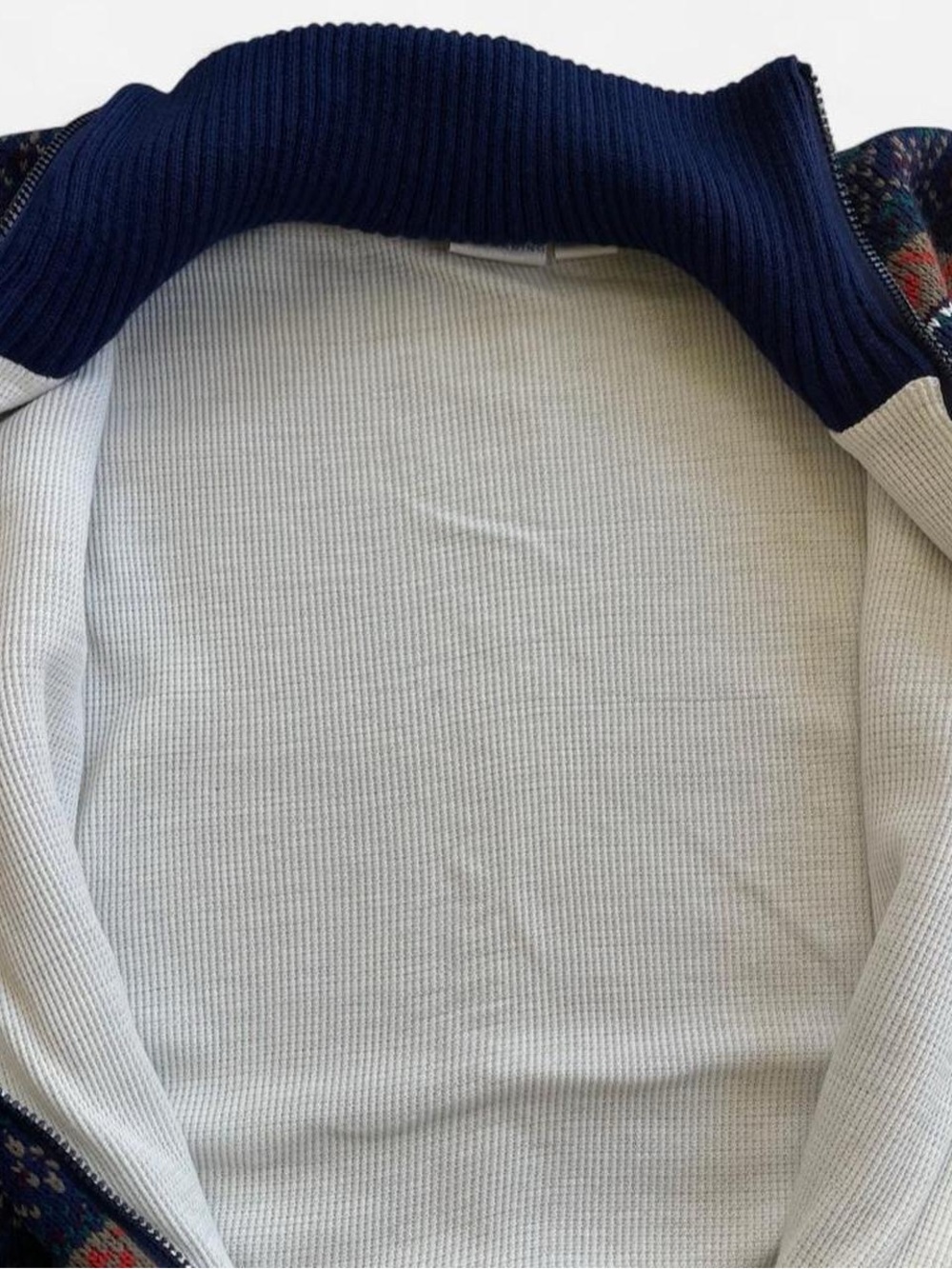 Vintage 90s Ash Creek Trading Sweater Jacket Full Zip Blue Snowflake Fair Isle L - Picture 3 of 7